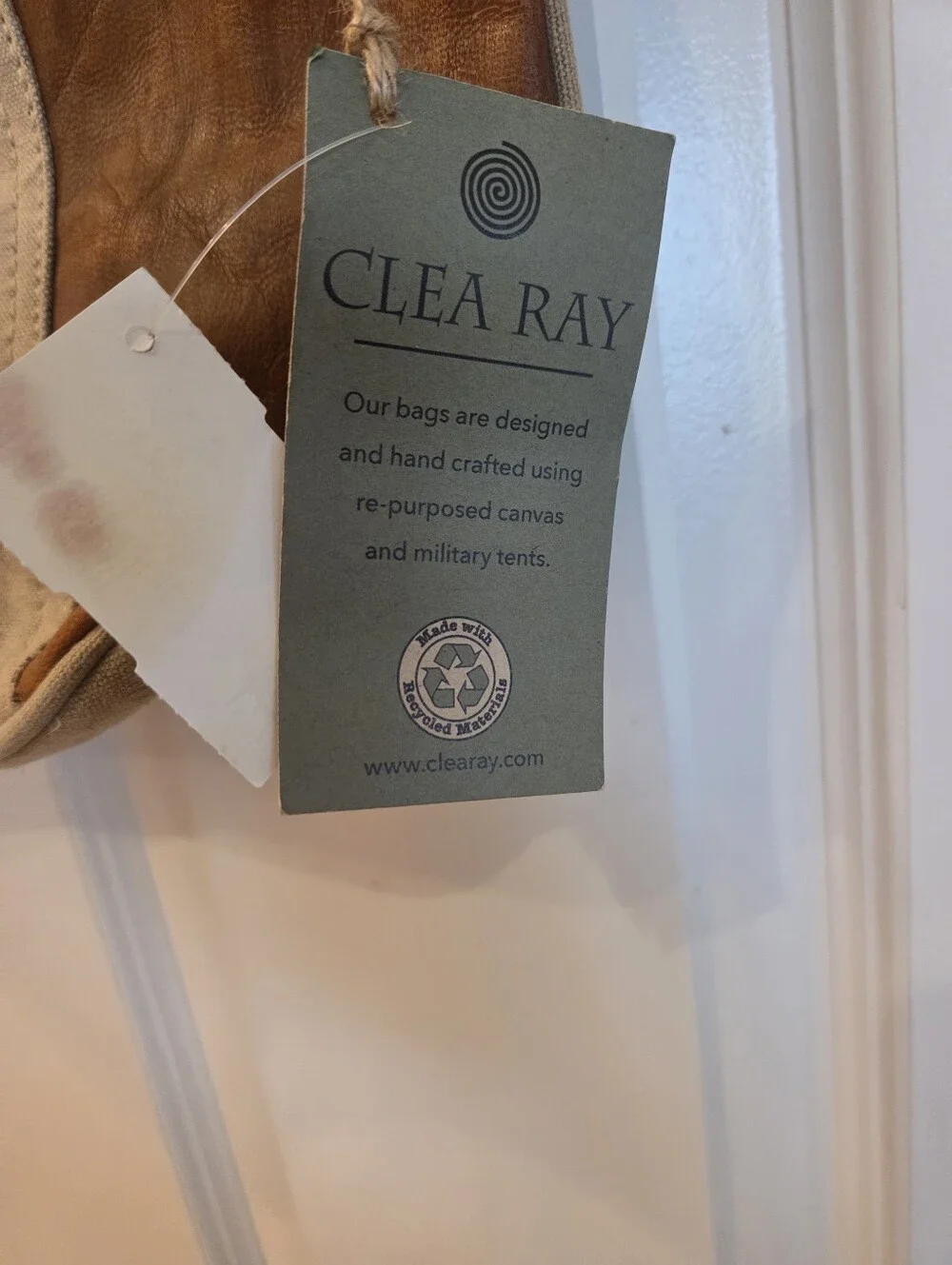 Clea Ray Canvas and Leather Crossbody Messenger Bag - Tan/Brown